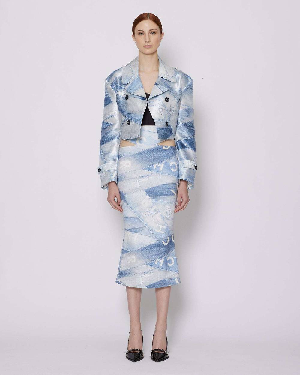 John Richmond Trench crop doppiopetto con pattern