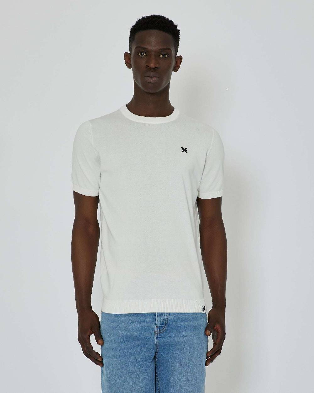 John Richmond Maglia Con Logo A Contrasto Sul Davanti E Banda Bicolor Sul Retro