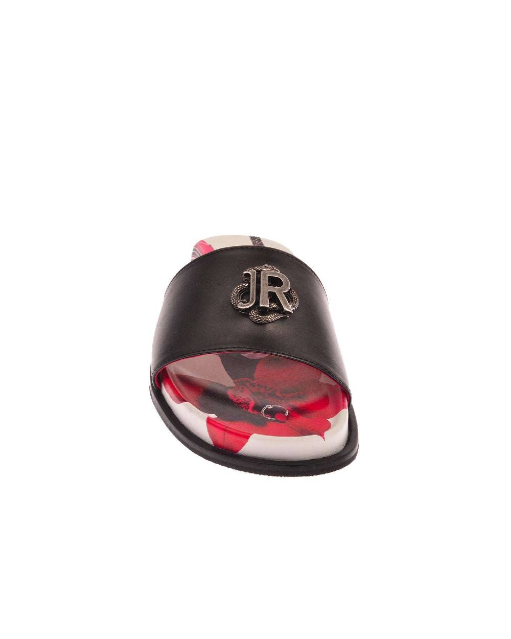 John Richmond Sandalo Con Fascia Larga Con Logo JR Metallico