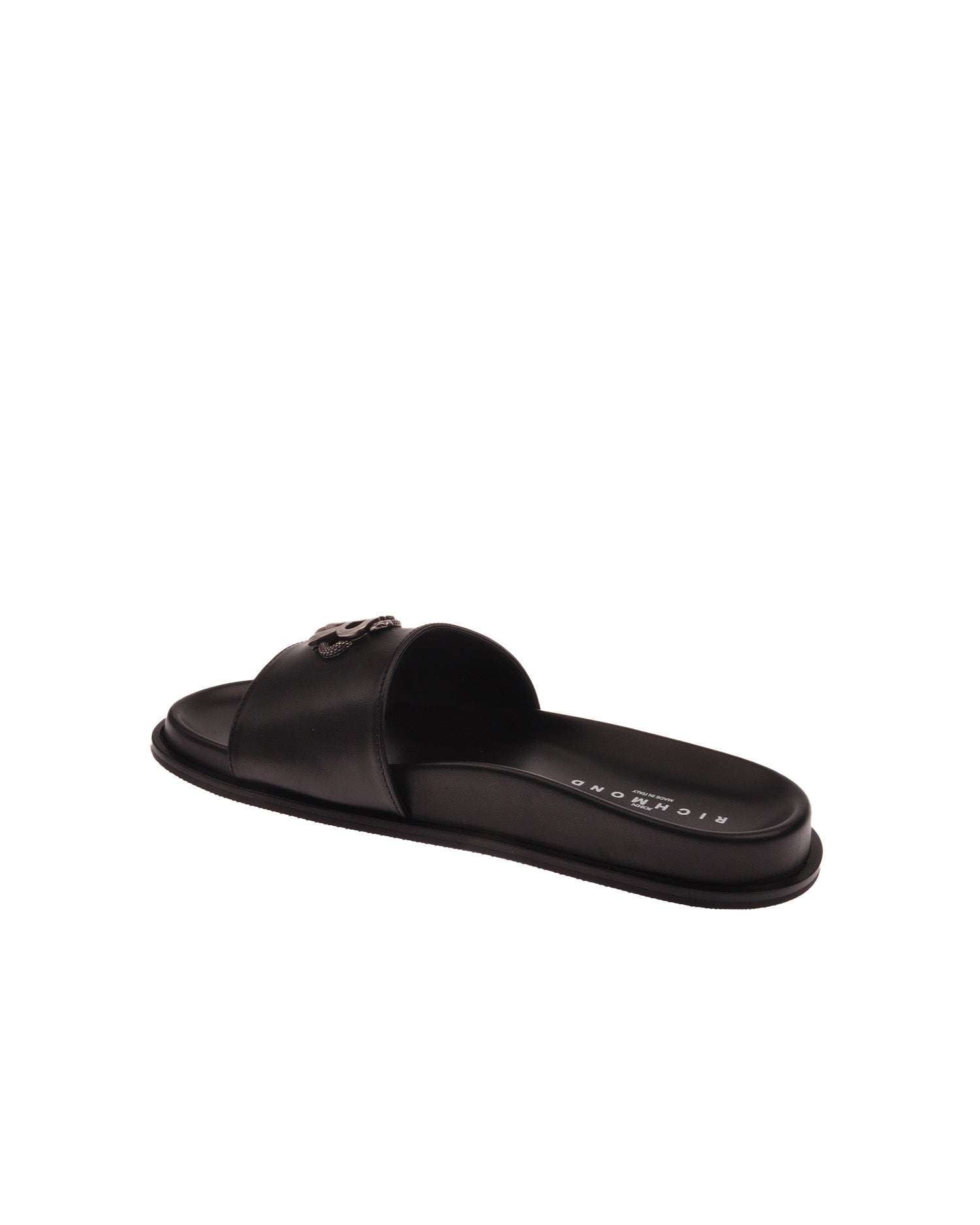 John Richmond Sandalo Con Fascia Larga Con Logo JR Metallico