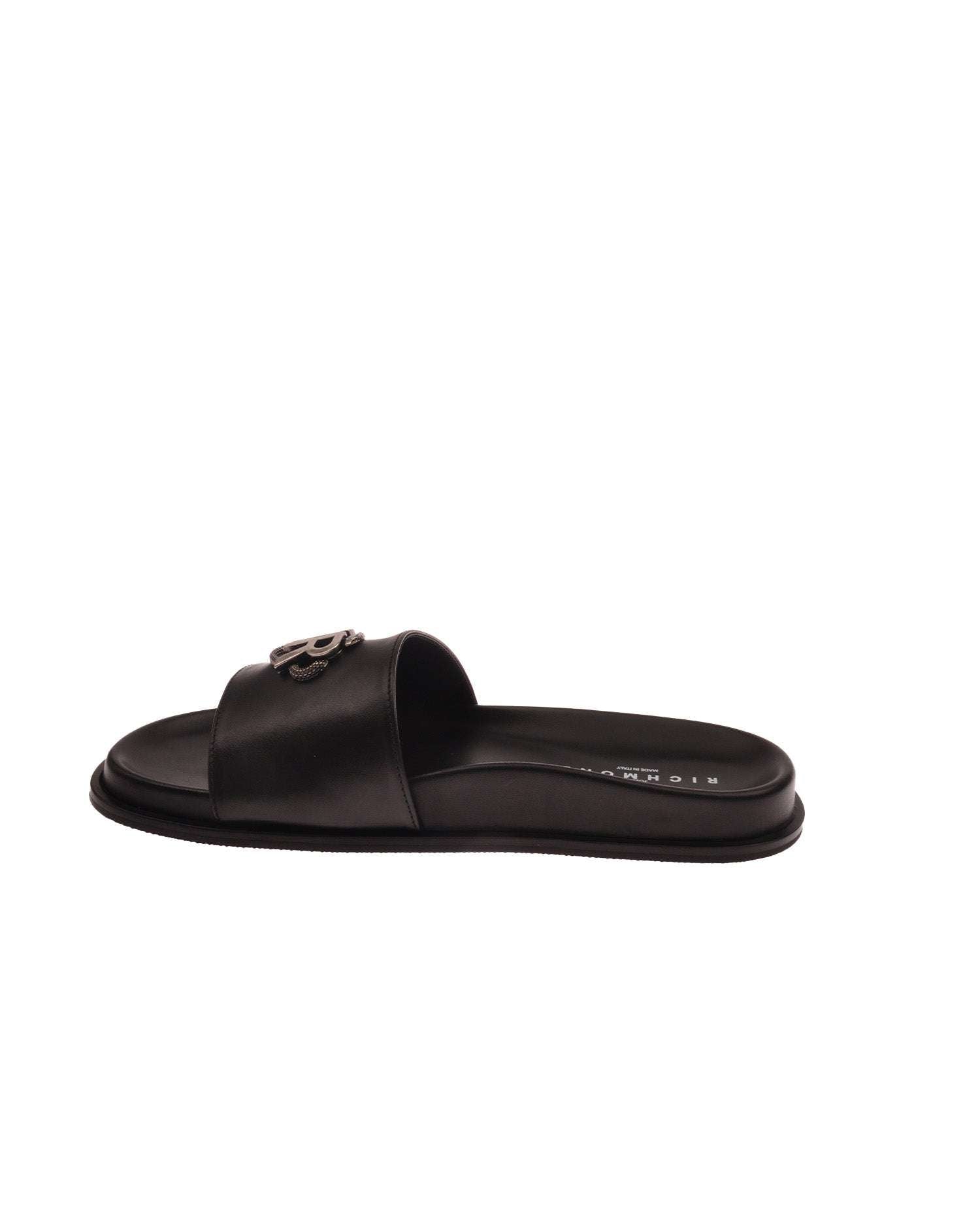 John Richmond Sandalo Con Fascia Larga Con Logo JR Metallico