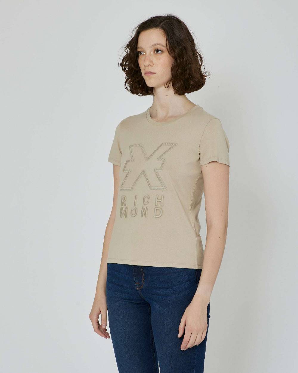 John Richmond T-shirt Con Stampa Applicata Sul Davanti