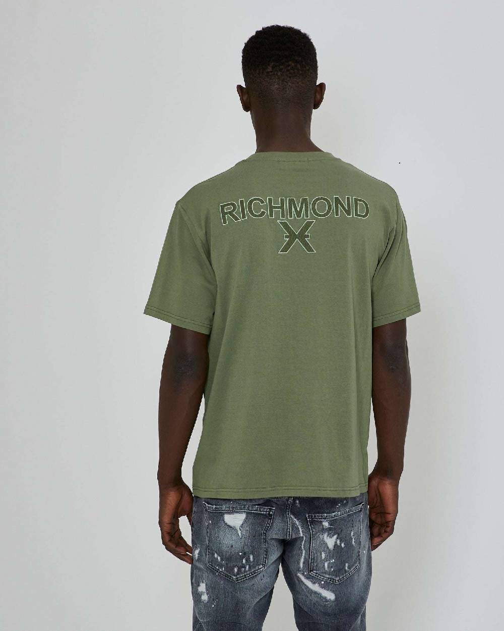 John Richmond T-shirt Con Stampa Ricamata Sul Retro