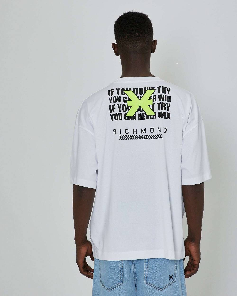 John Richmond T-shirt Over Con Stampa Ricamata Sul Retro