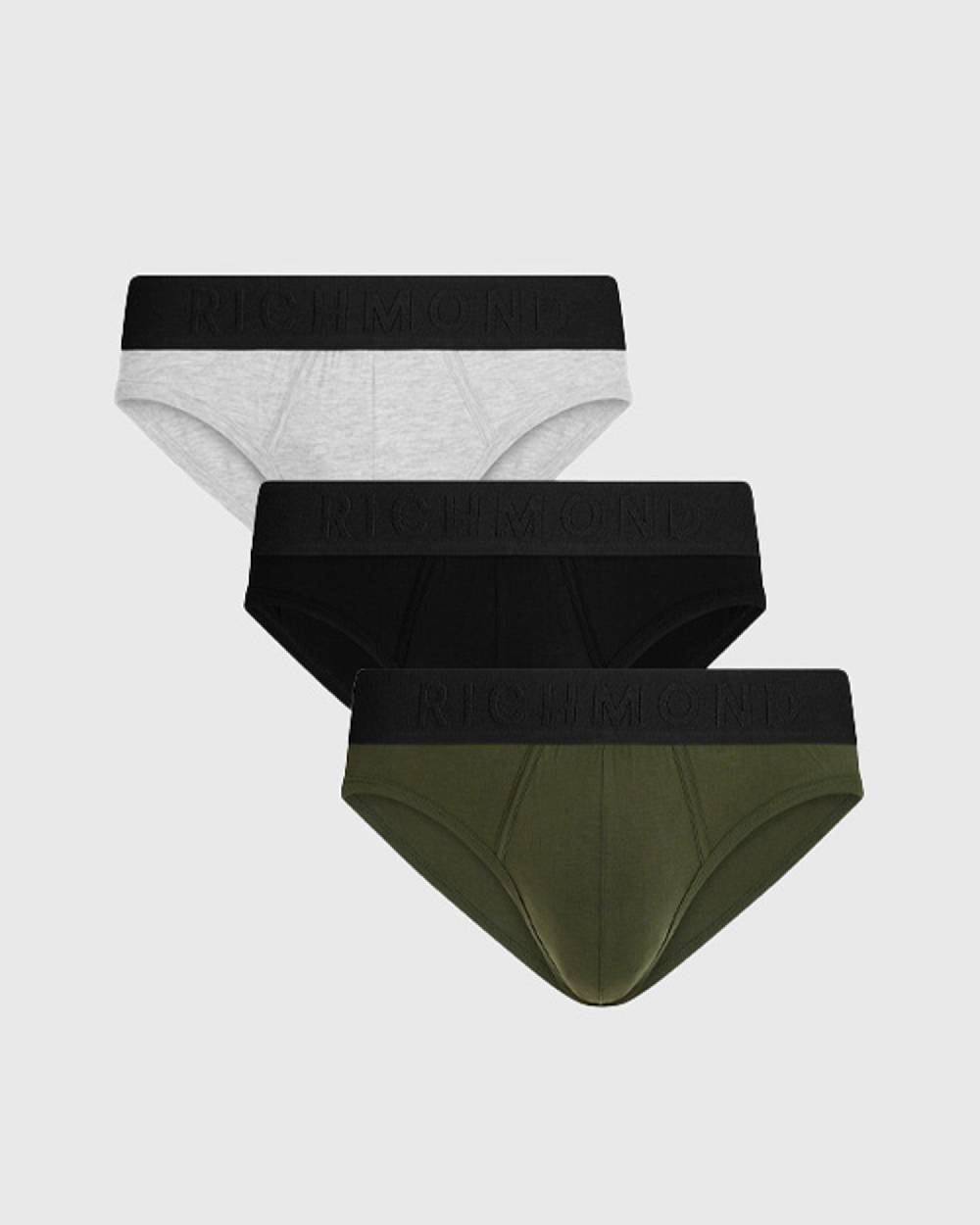 Richmondunderwear Tripack Slip Vita Bassa Tricolor In Cotone Pettinato