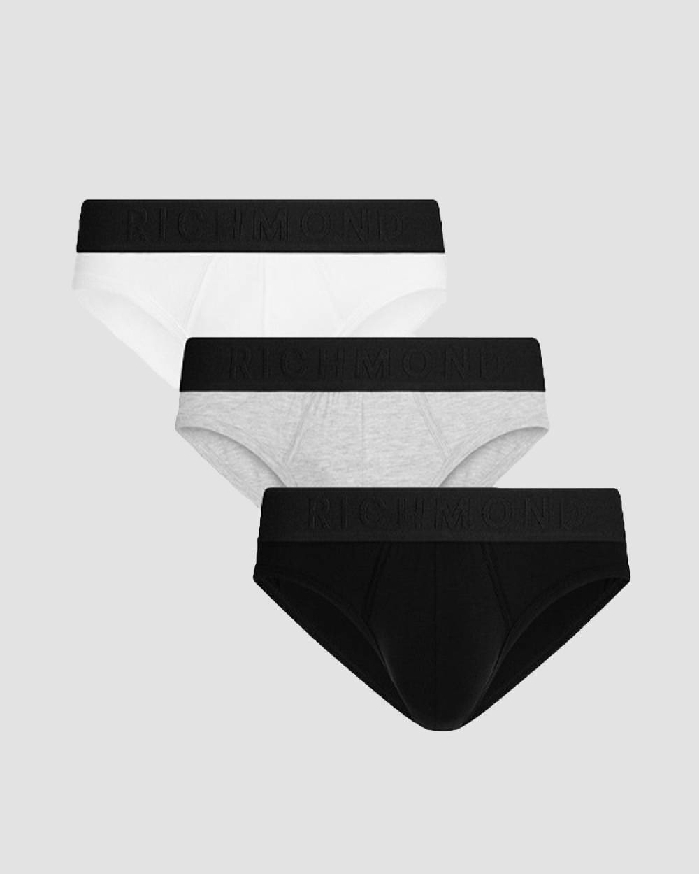 Richmondunderwear Tripack slip vita bassa tricolor in cotone pettinato