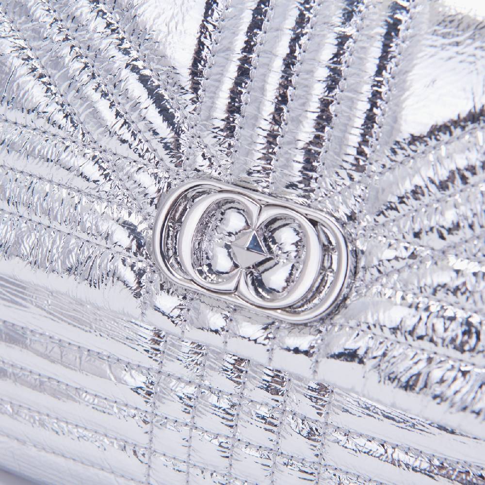 La Carrie BORSA A MANO SHINY SILVER