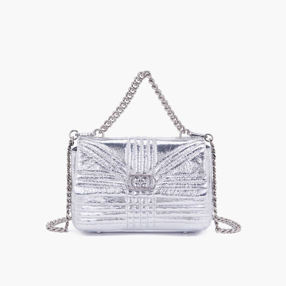 La Carrie BORSA A MANO SHINY SILVER