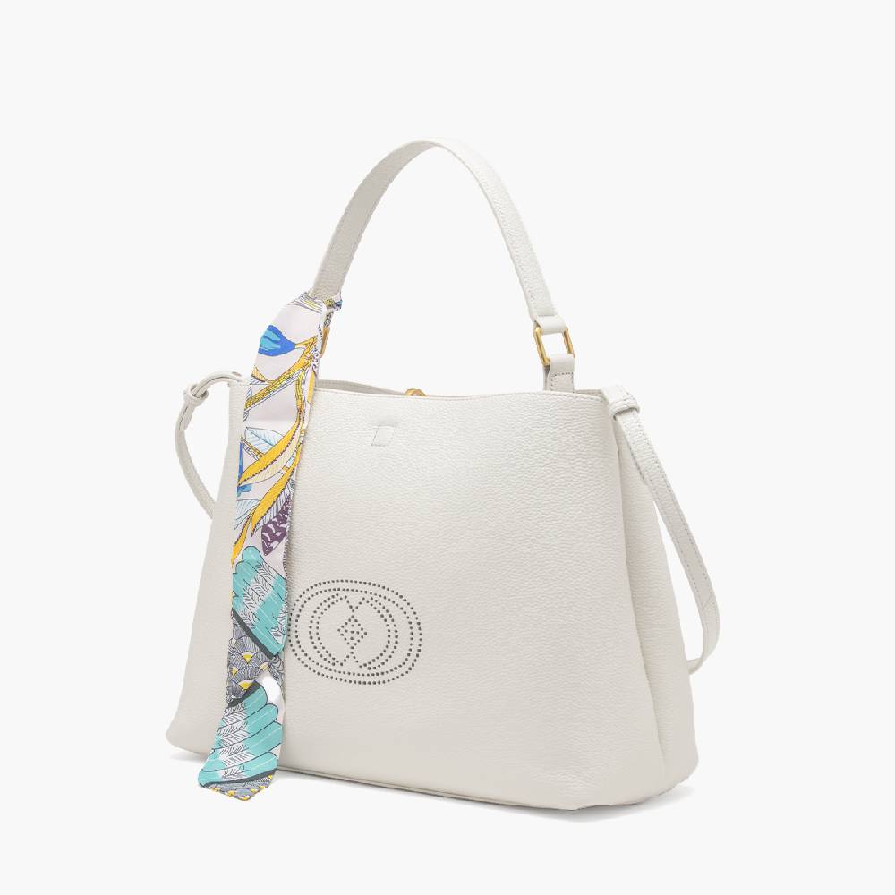 La Carrie BORSA SHOPPING DRILLED CREMA