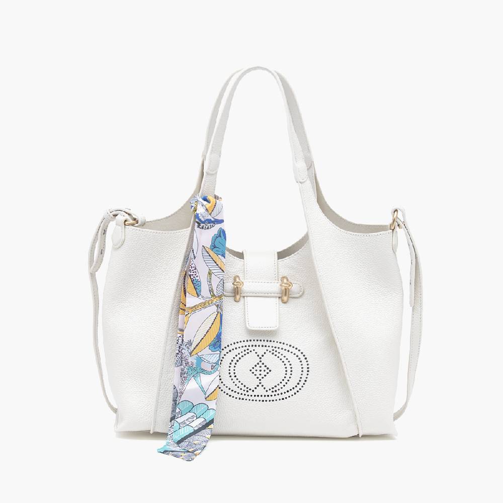 La Carrie BORSA SHOPPING DRILLED CREMA