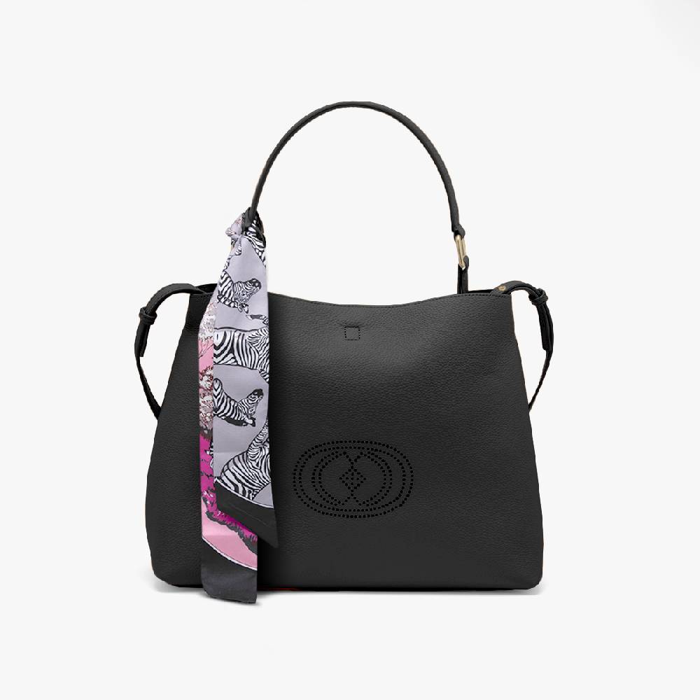 La Carrie BORSA SHOPPING DRILLED NERA