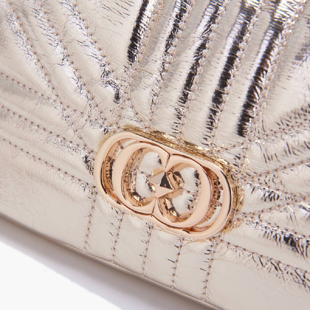 La Carrie MINI BORSA A SPALLA SHINY GOLD