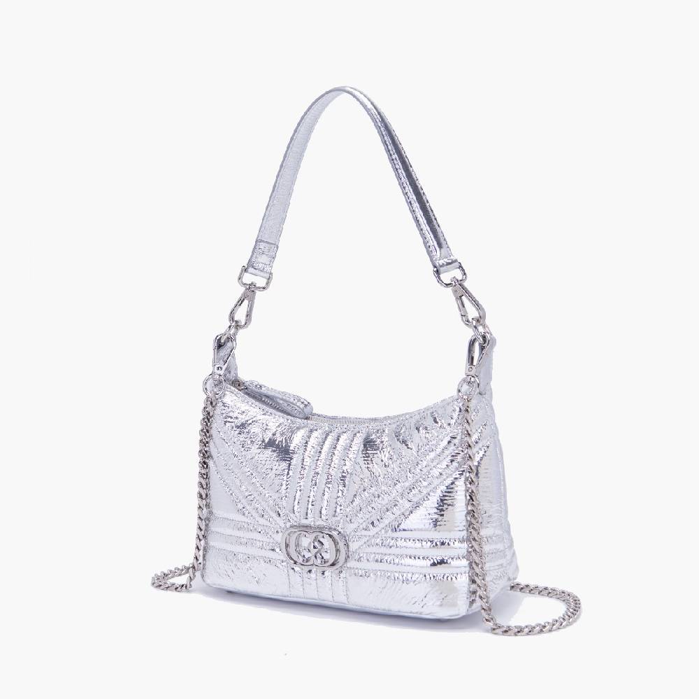 La Carrie MINI BORSA A SPALLA SHINY SILVER