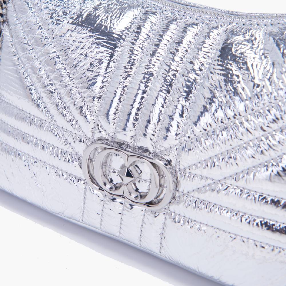 La Carrie MINI BORSA A SPALLA SHINY SILVER