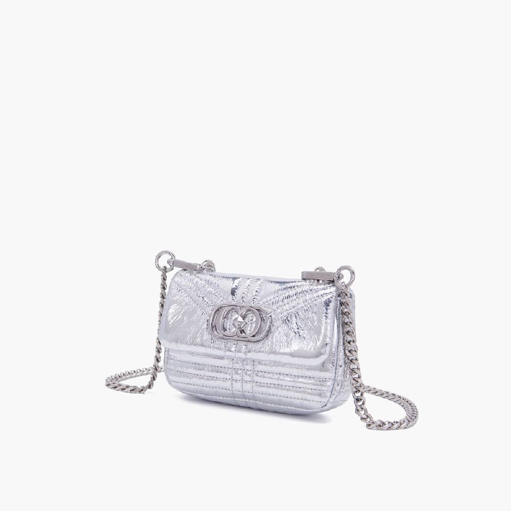 La Carrie MINI BORSA A SPALLA SHINY SILVER