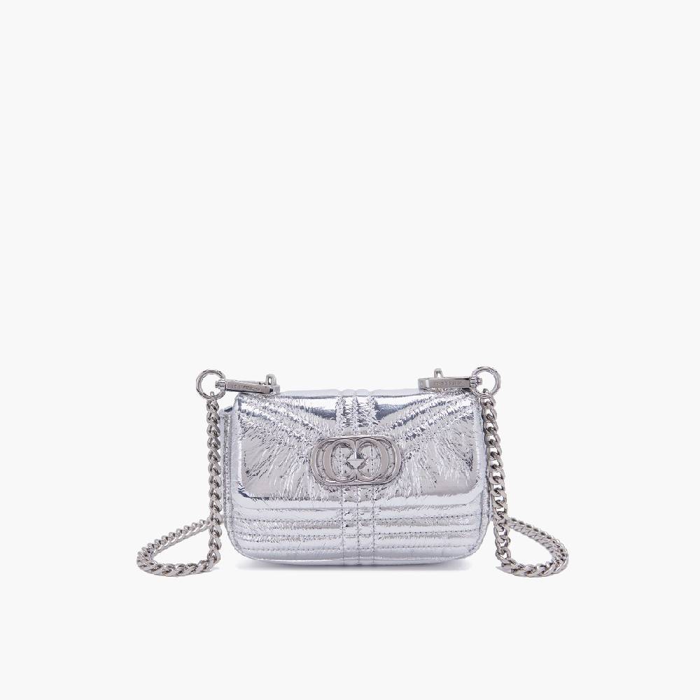 La Carrie MINI BORSA A SPALLA SHINY SILVER