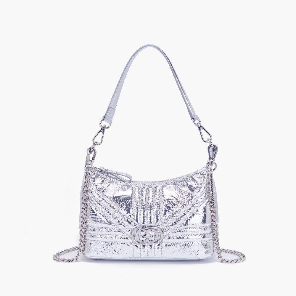 La Carrie MINI BORSA A SPALLA SHINY SILVER