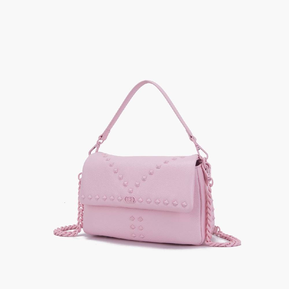 La Carrie PINK HAND BAG IN TUMBLED LEATHER