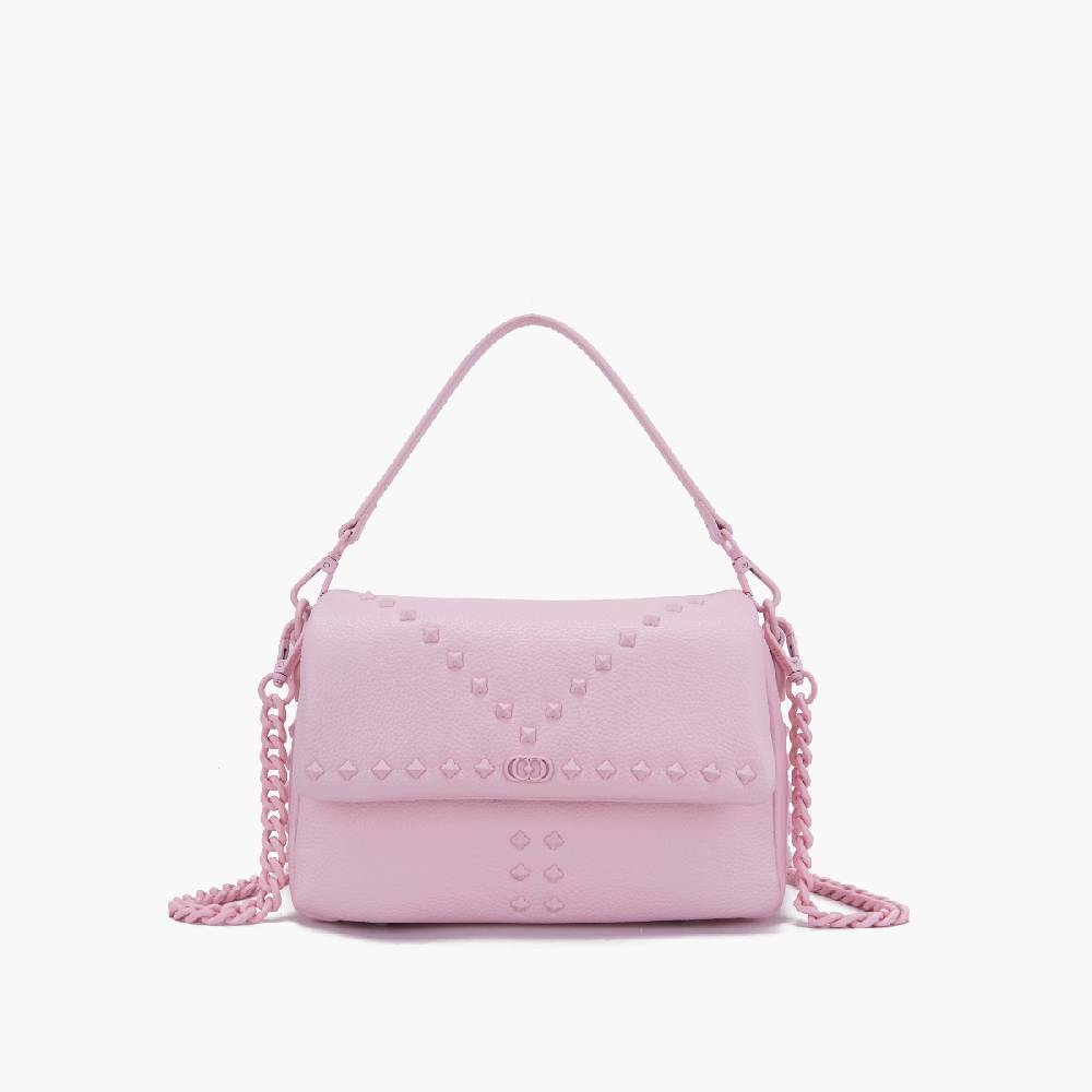La Carrie PINK HAND BAG IN TUMBLED LEATHER