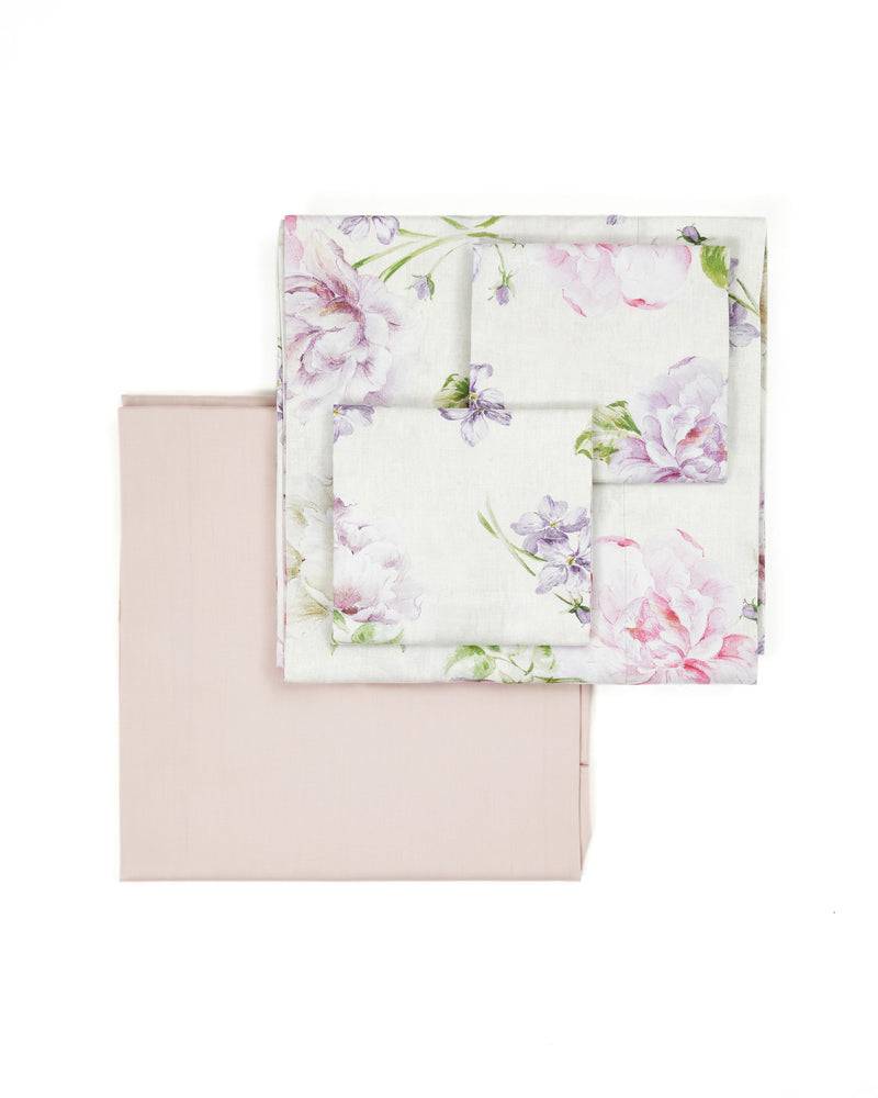 Lanerossi Peonia Completo Lenzuola In Raso Di Cotone