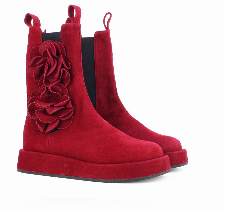 Le Babe BOOTS IN VELOUR CHERRY