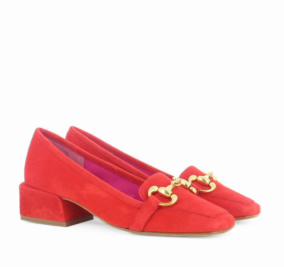 Le Babe MOCASSINI IN VELOUR ROSSO