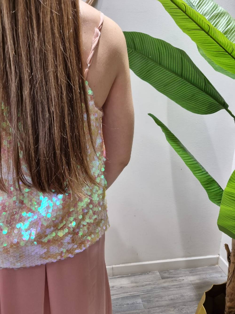 Le Chicche Canotta Paillettes Boreale