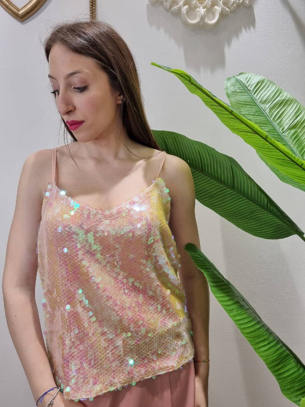 Le Chicche Canotta Paillettes Boreale