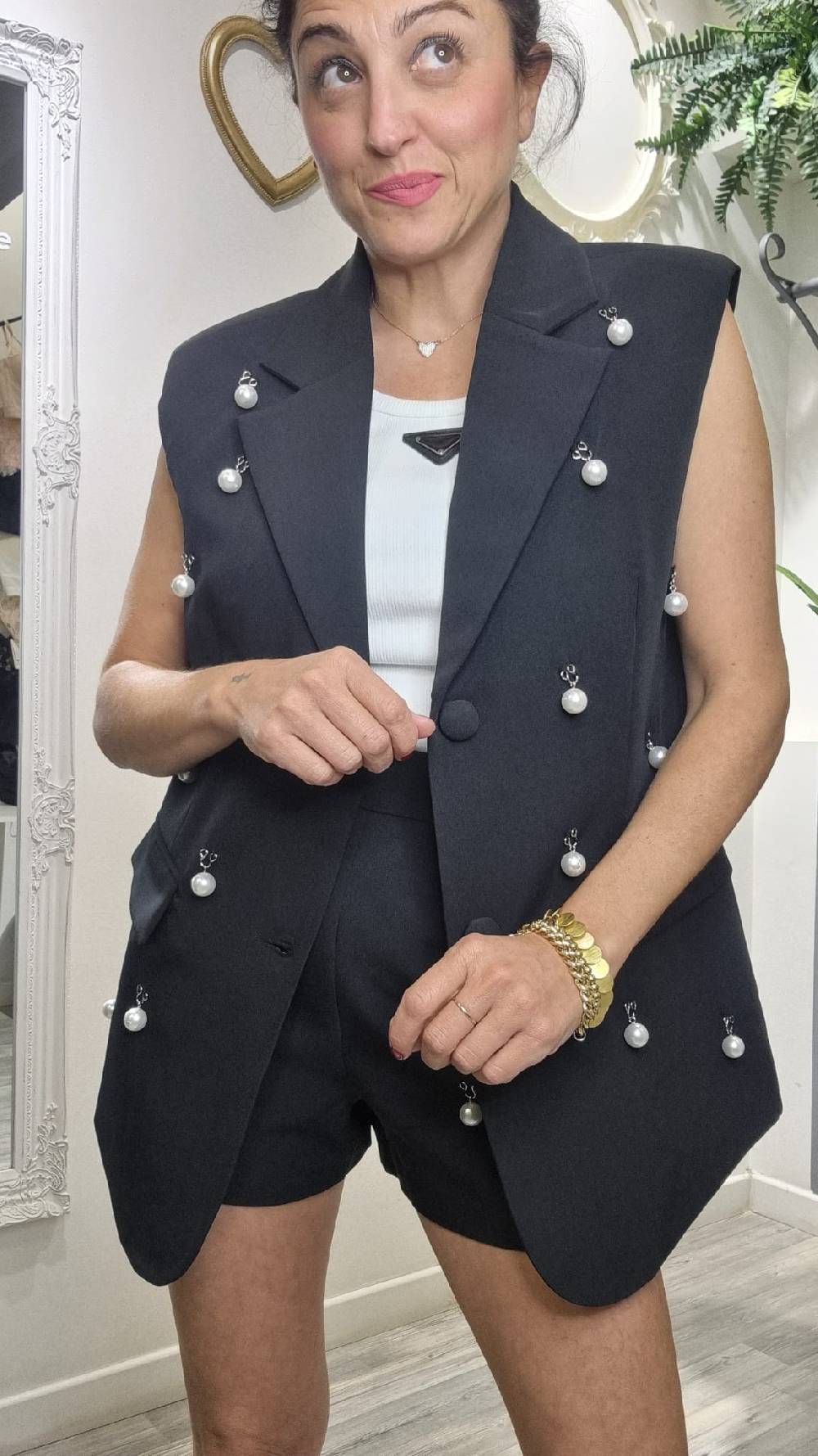 Le Chicche Coordset Gilet Perle