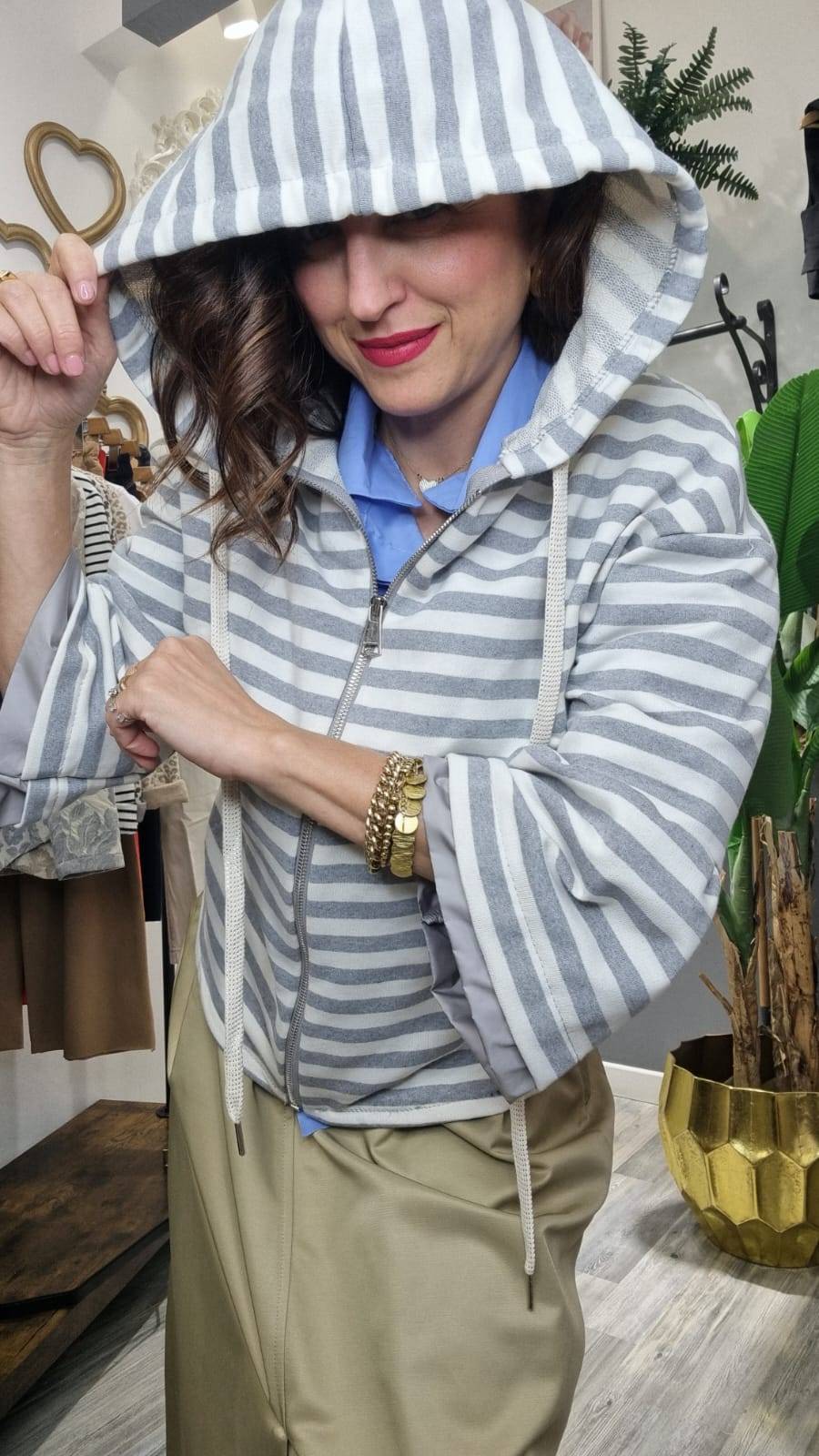 Le Chicche Felpa Righe E Cerniera