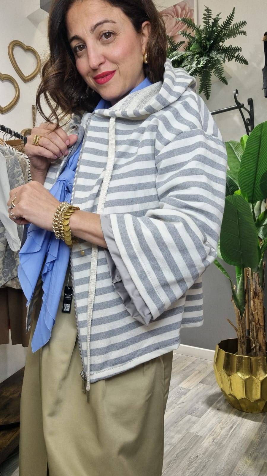 Le Chicche Felpa Righe E Cerniera