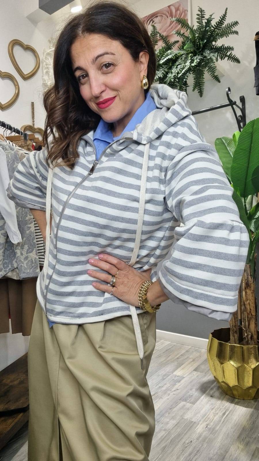 Le Chicche Felpa Righe E Cerniera