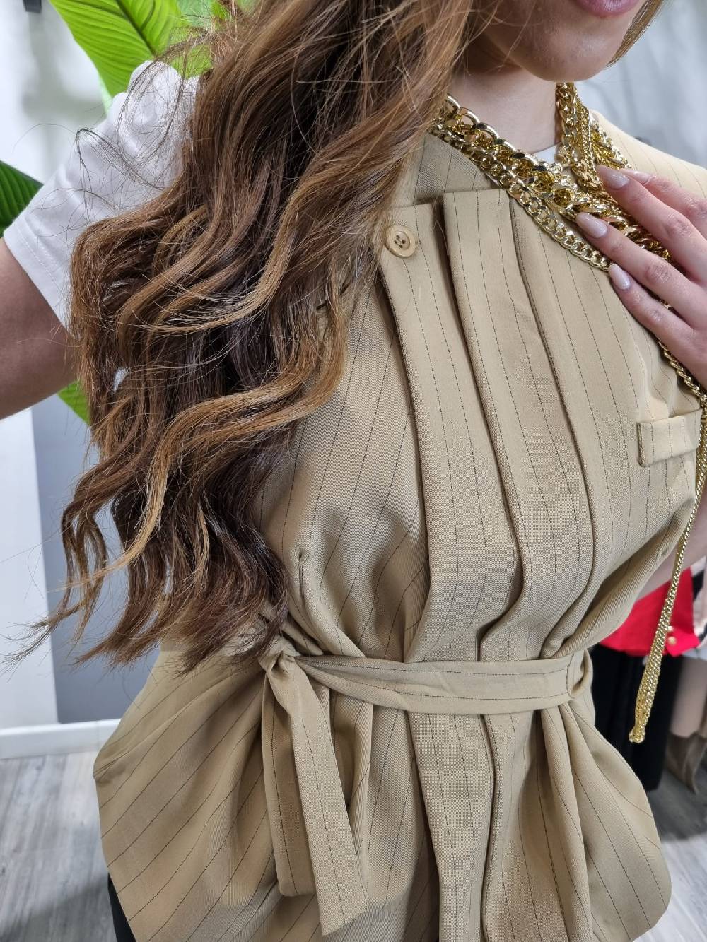 Le Chicche Gilet Gessato Plissè