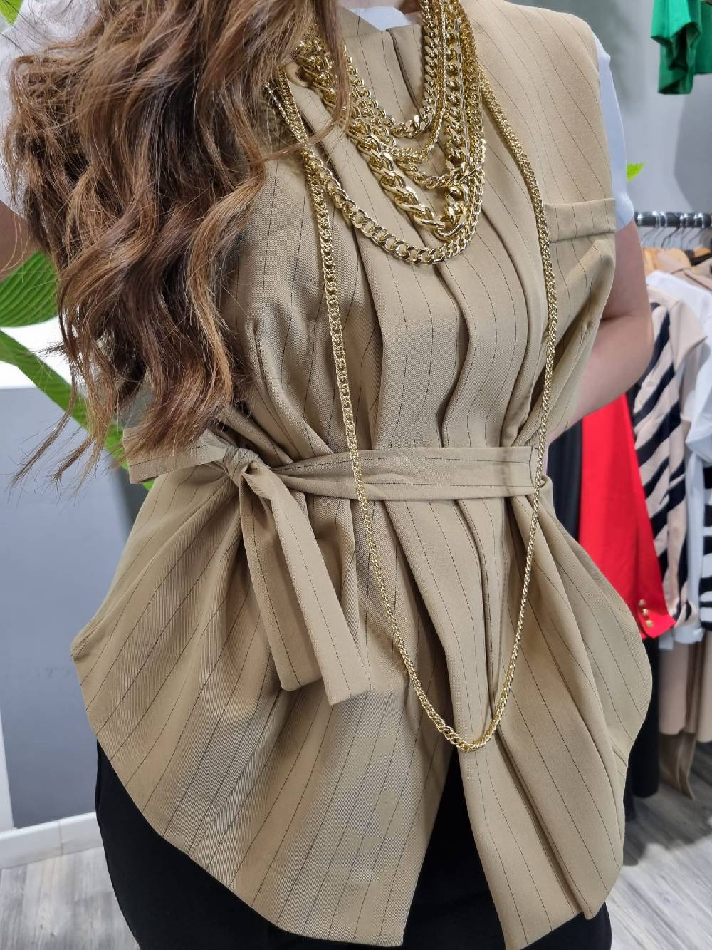 Le Chicche Gilet Gessato Plissè