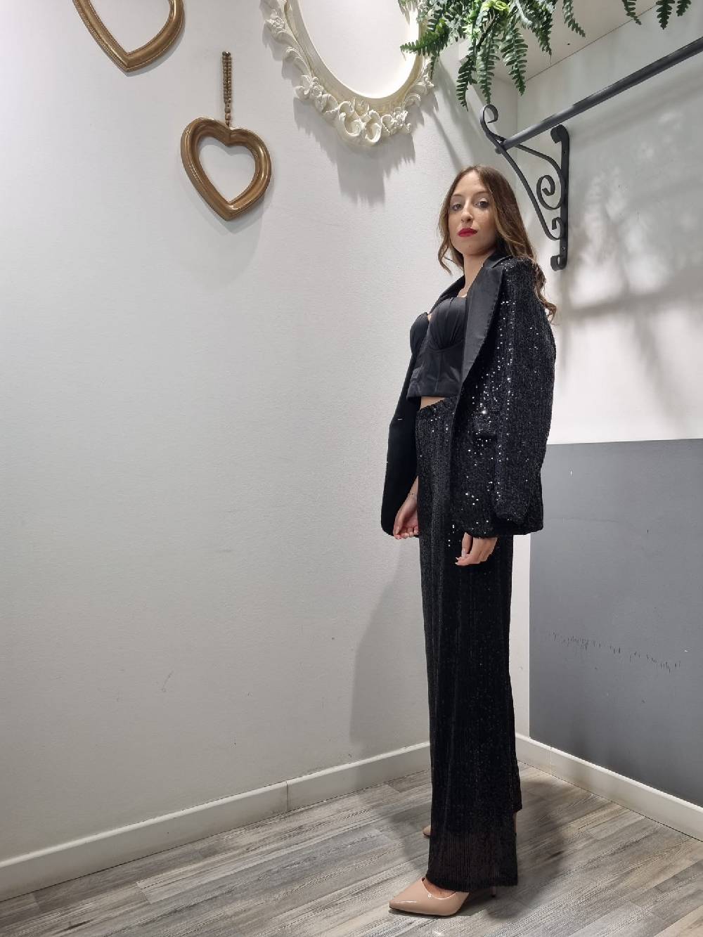 Le Chicche Pantalone Paillettes Nero