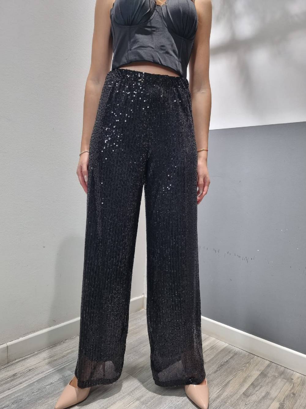 Le Chicche Pantalone Paillettes Nero