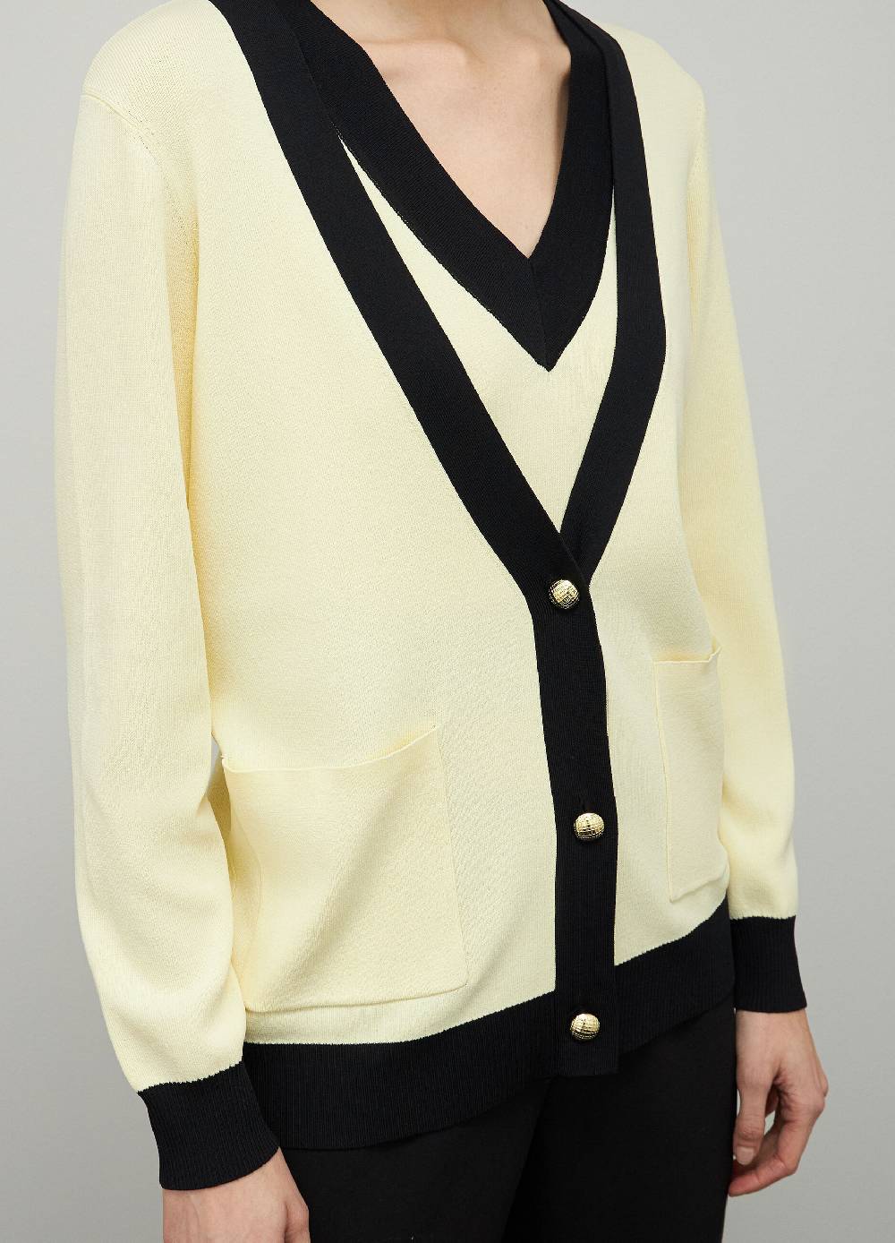 LES COPAINSCardigan Tricot Con Scollo A V In Misto Viscosa