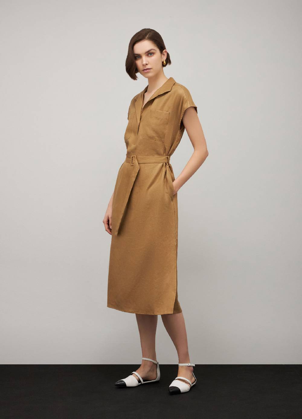 LES COPAINSAbito midi in puro lino