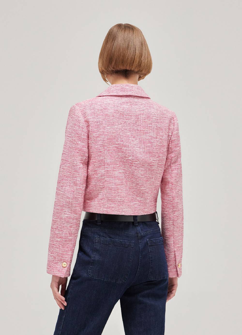 LES COPAINSBlazer Cropped Effetto Tweed
