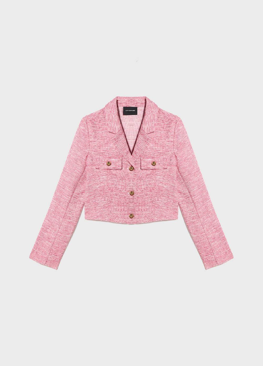 LES COPAINSBlazer Cropped Effetto Tweed