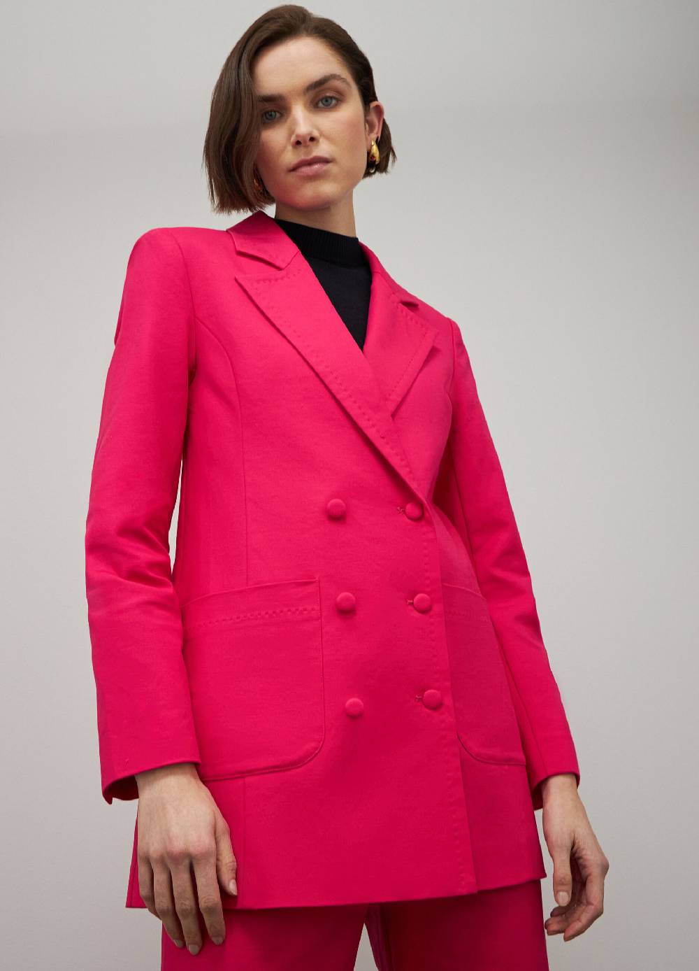 LES COPAINSBlazer Doppiopetto In Cotone Stretch