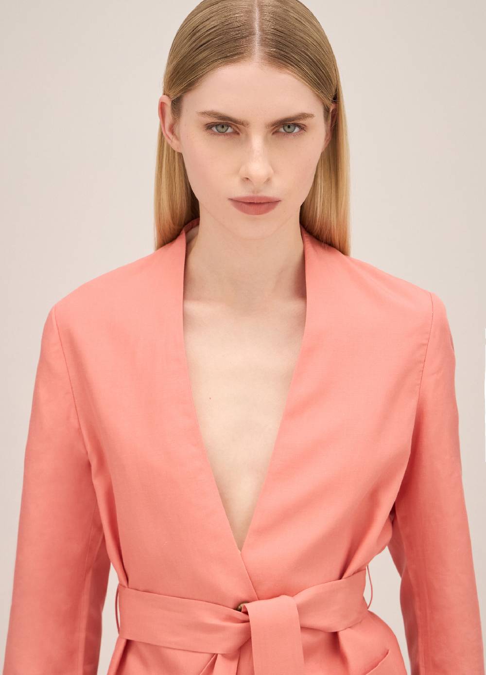 LES COPAINSBlazer Misto Lino Con Cintura