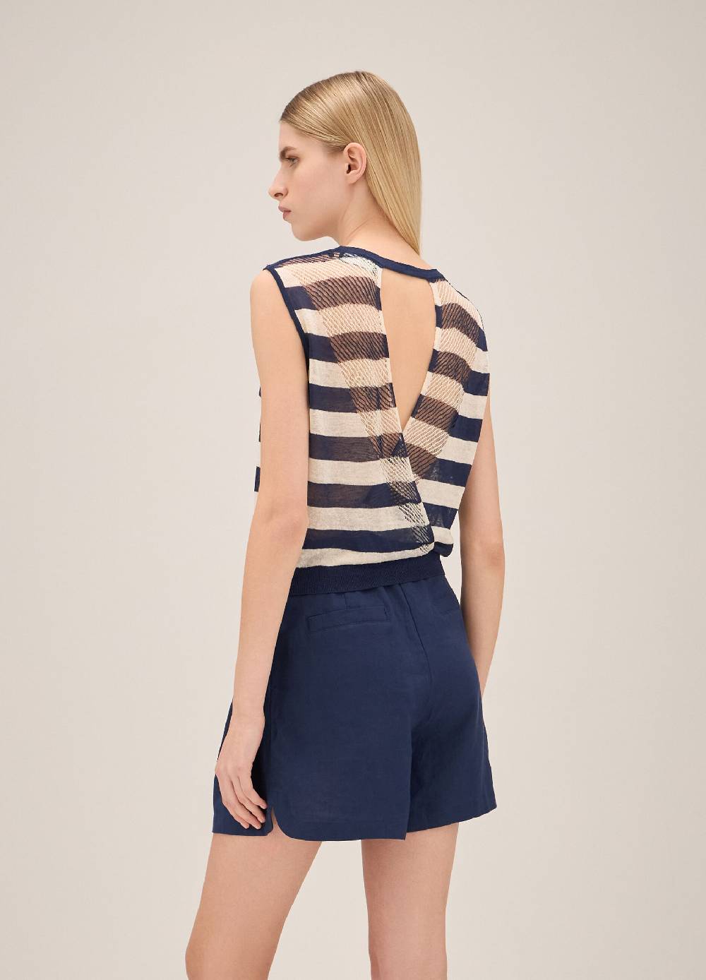 LES COPAINSCanotta Tricot In Misto Lino