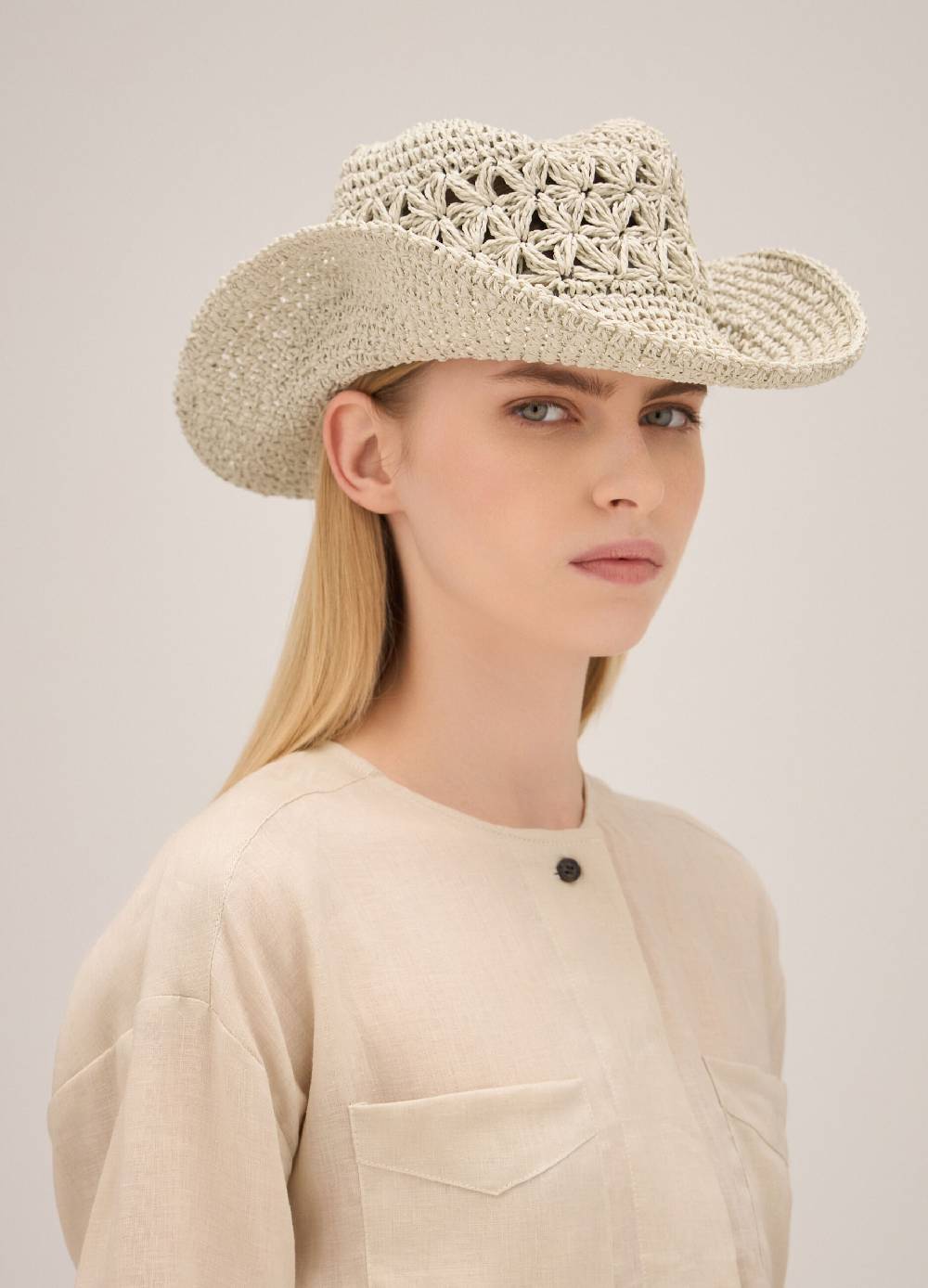 LES COPAINSCappello texano in carta intrecciata