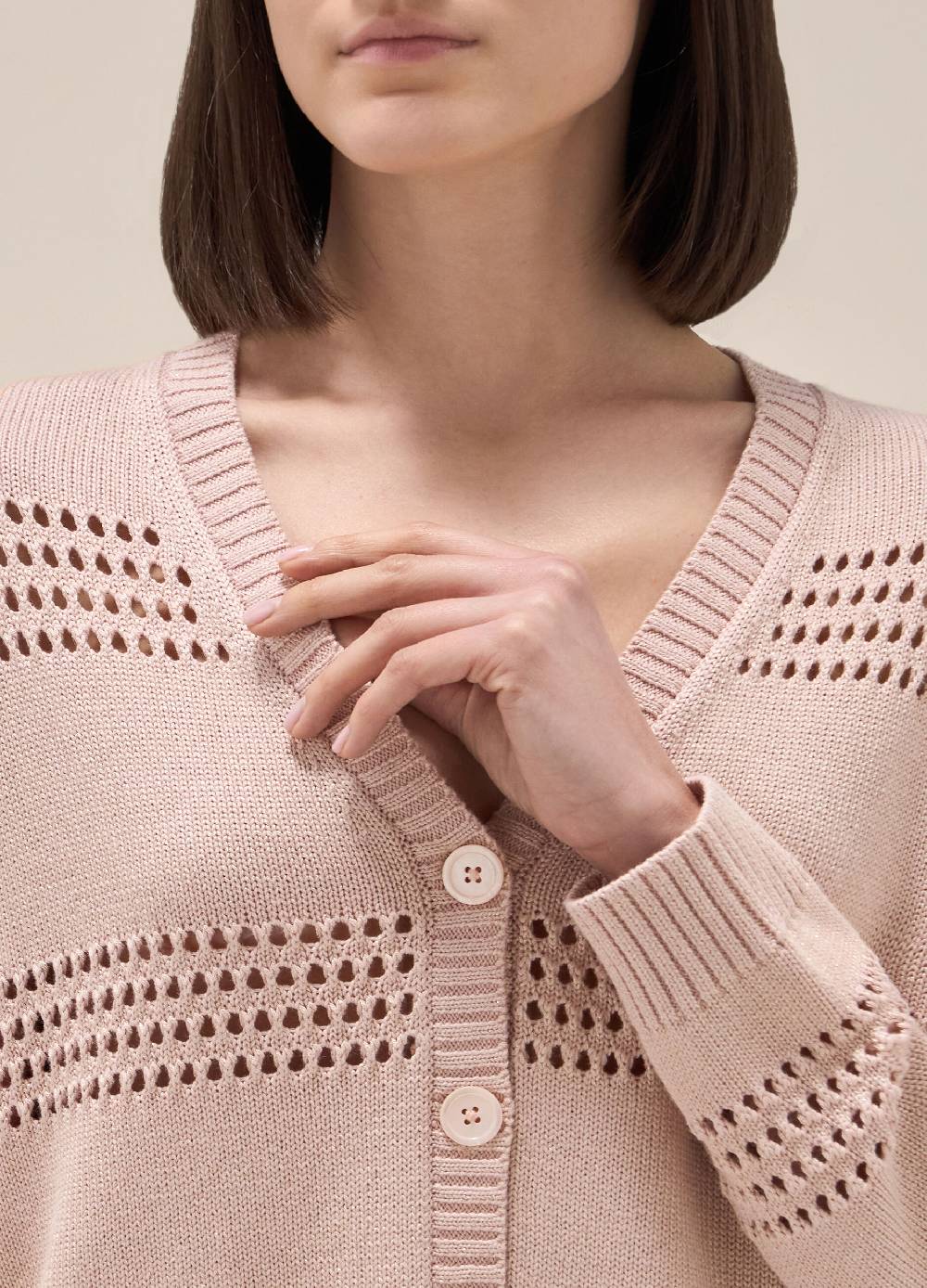 LES COPAINSCardigan In Seta E Cotone Traforato