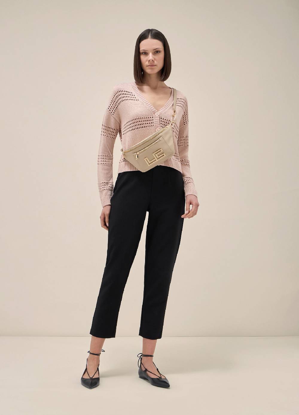 LES COPAINSCardigan in seta e cotone traforato