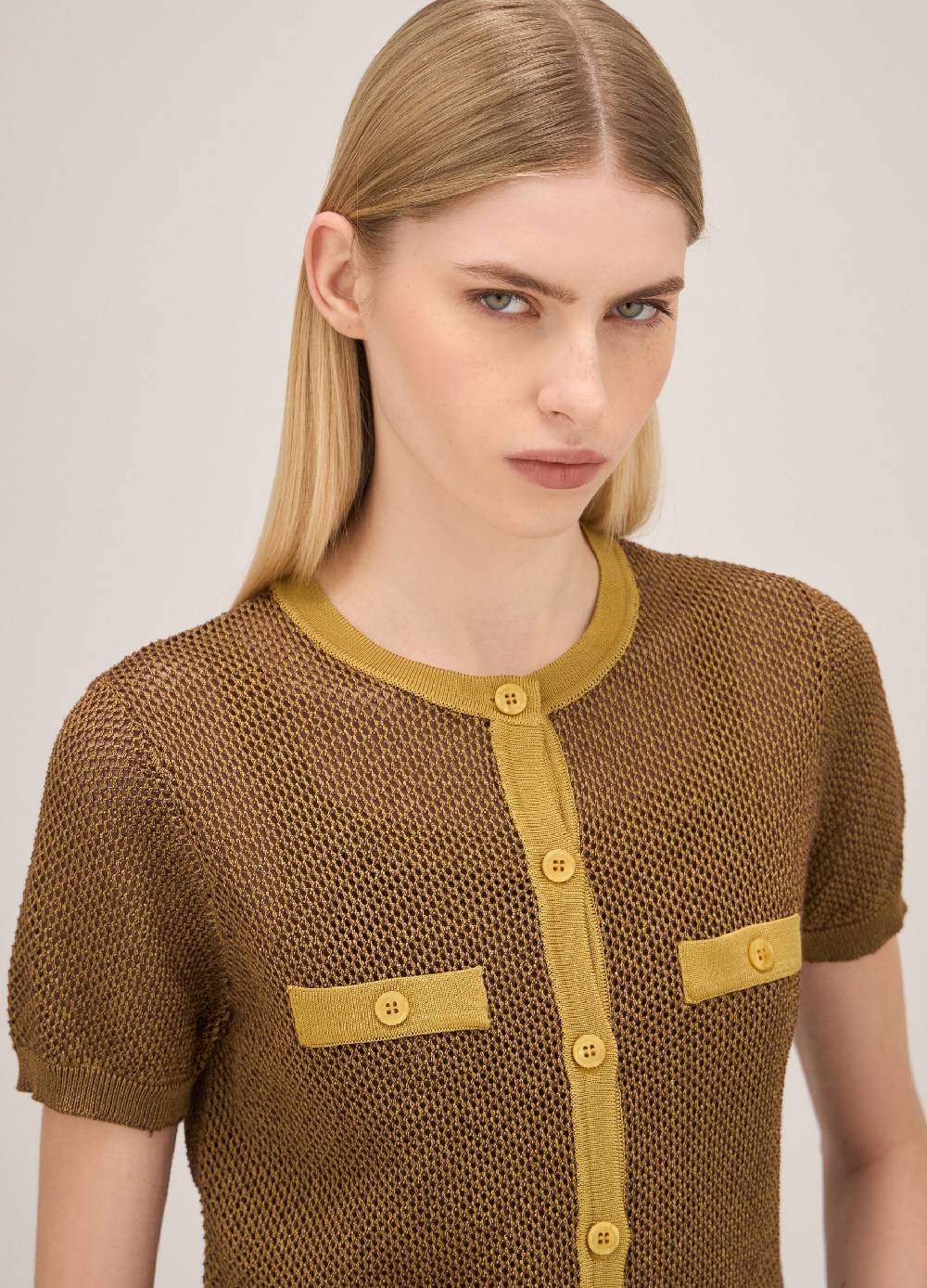 LES COPAINSCardigan Tricot A Maniche Corte