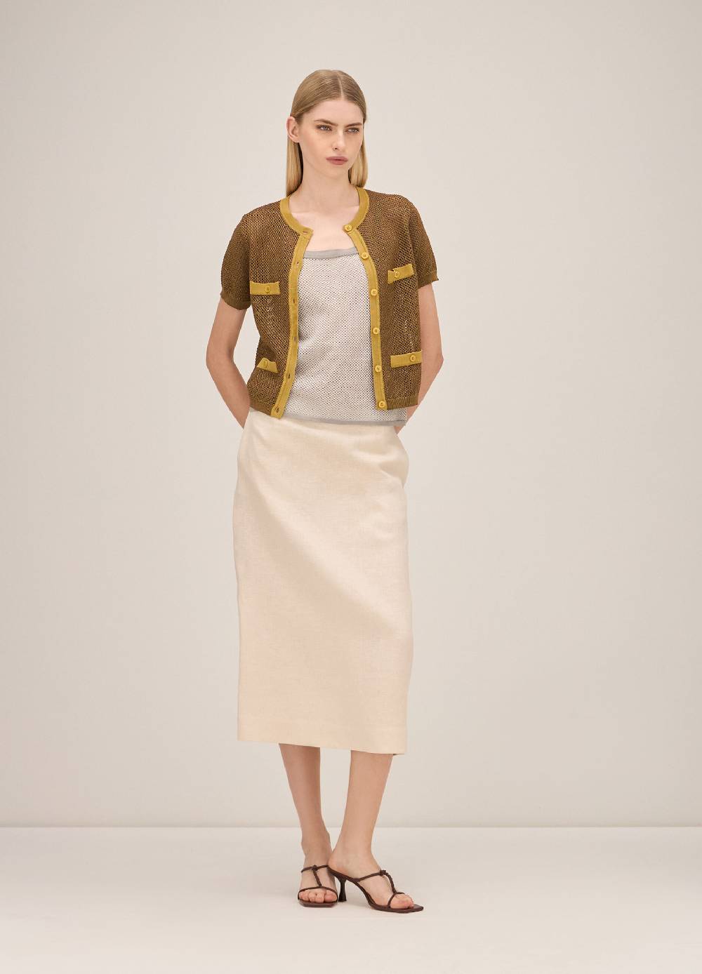 LES COPAINSCardigan tricot a maniche corte