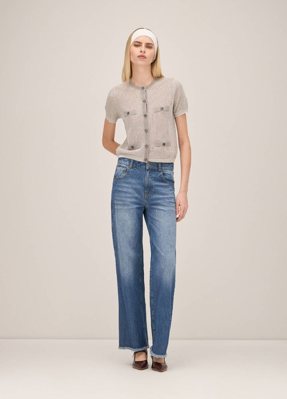 LES COPAINSCardigan tricot a maniche corte