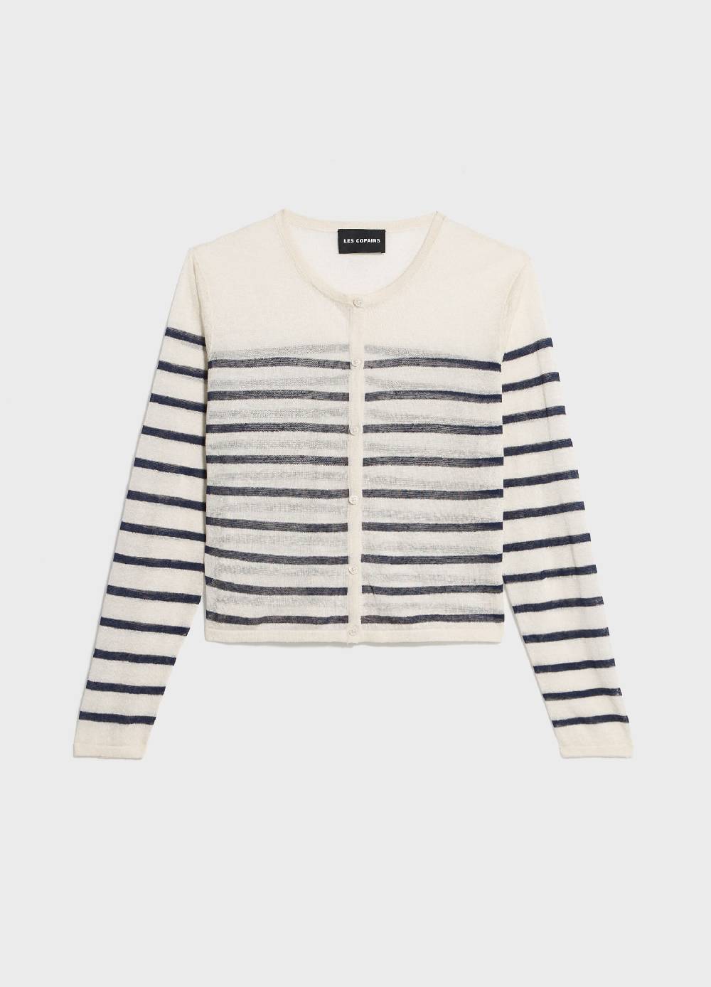 LES COPAINSCardigan Tricot A Righe Misto Lino